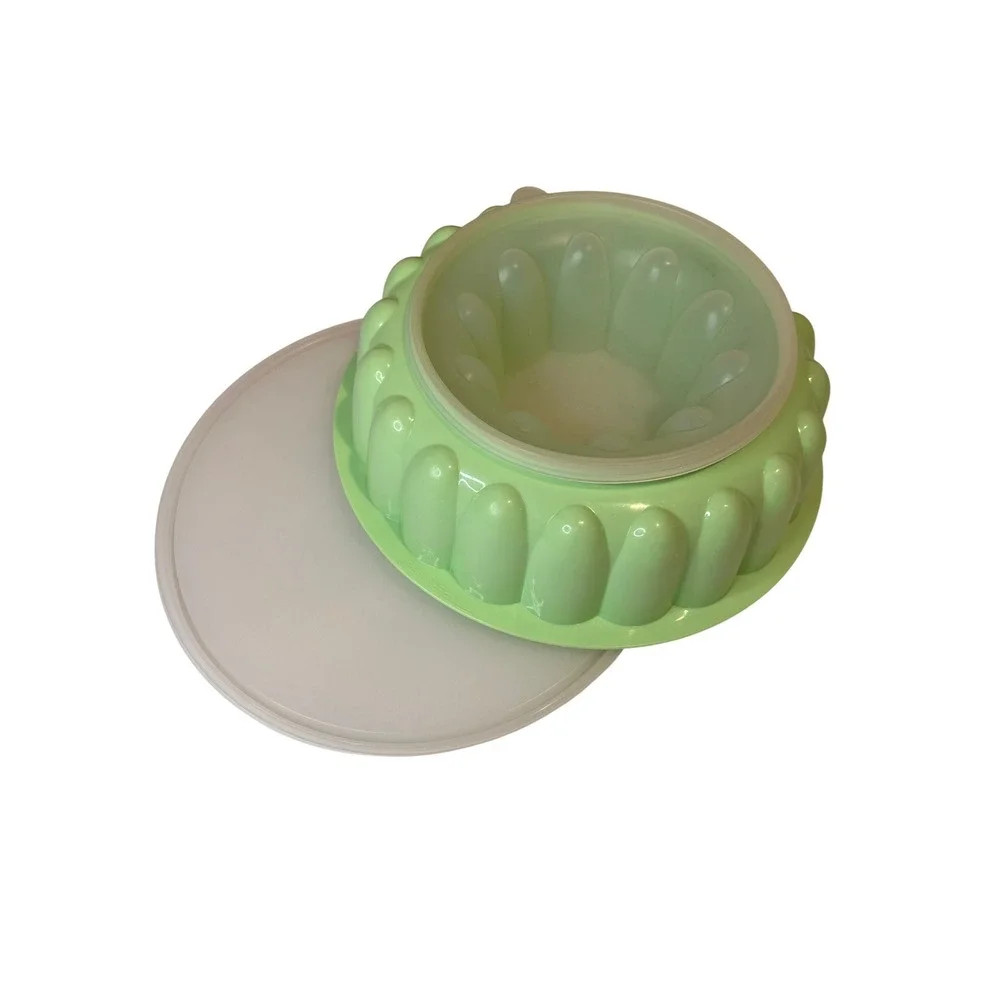Vintage Tupperware Jello Mold Green Ring Mold with Lid 1970s Retro Kitchenware